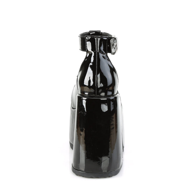 CAMEL-103 Pleateau Sandaletten Schwarz Lack von DemoniaCult – Ansicht 4