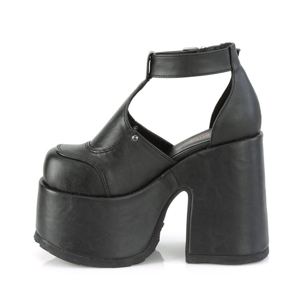 CAMEL-103 Pleateau Sandaletten Schwarz Matt von DemoniaCult – Ansicht 3