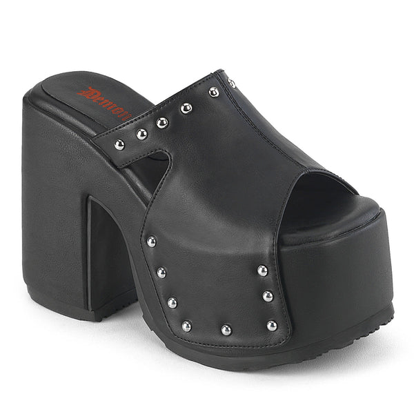 CAMEL-109 Plateau Pantoletten - Schwarz Matt von DemoniaCult