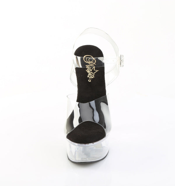 CAPTIVA-608 Plateau Sandaletten Transparent/Schwarz Strass von Pleaser – Ansicht 2
