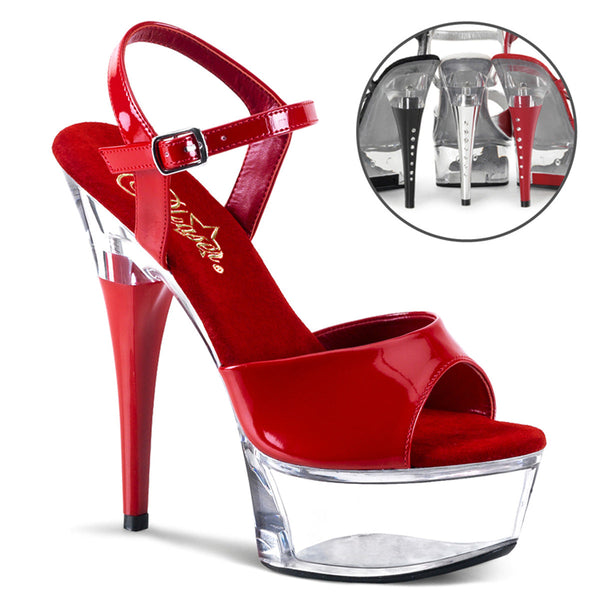 CAPTIVA-609 Plateau Sandaletten Rot/Transparent Strass von Pleaser