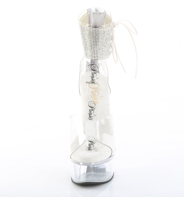 CAPTIVA-624RS Plateau Sandaletten Transparent Strass/Glitzer von Pleaser – Ansicht 2