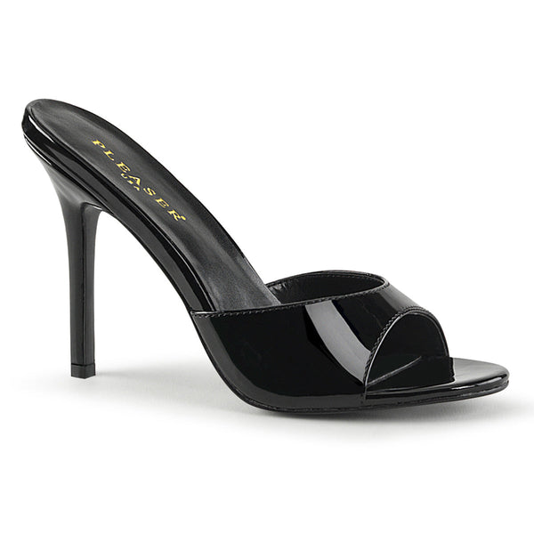 CLASSIQUE-01 Pantoletten Lack Schwarz von Pleaser