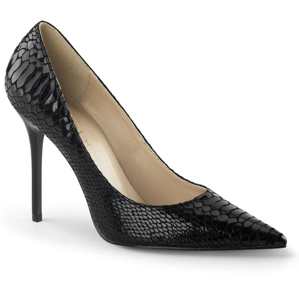 CLASSIQUE-20SP Pumps Schwarz Snake-Print Leder von Pleaser