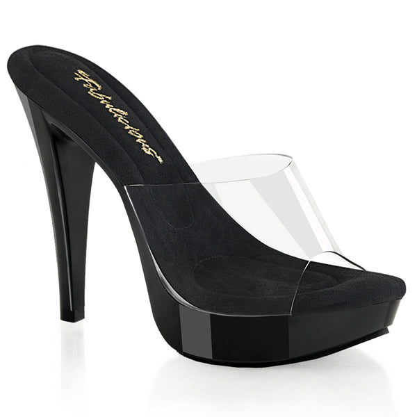 COCKTAIL-501 Plateau Pantoletten Schwarz/Transparent von Fabulicious