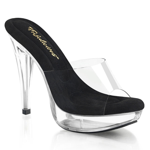 COCKTAIL-501 Plateau Pantoletten Transparent/Schwarz von Fabulicious