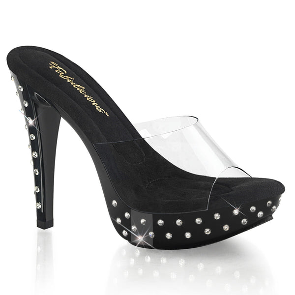 COCKTAIL-501SDT Plateau Pantoletten Schwarz von Fabulicious