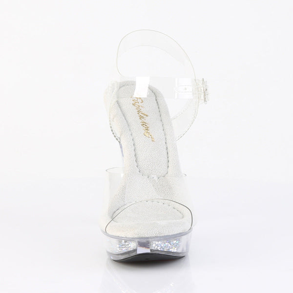 COCKTAIL-508RSI Plateau High Heel Sandaletten - Silber Glitzer Transparent von Fabulicious – Ansicht 2