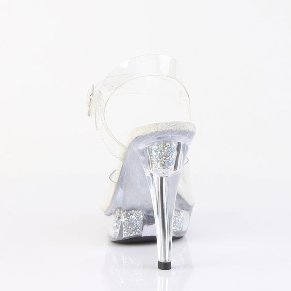COCKTAIL-508RSI Plateau High Heel Sandaletten - Silber Glitzer Transparent von Fabulicious – Ansicht 4