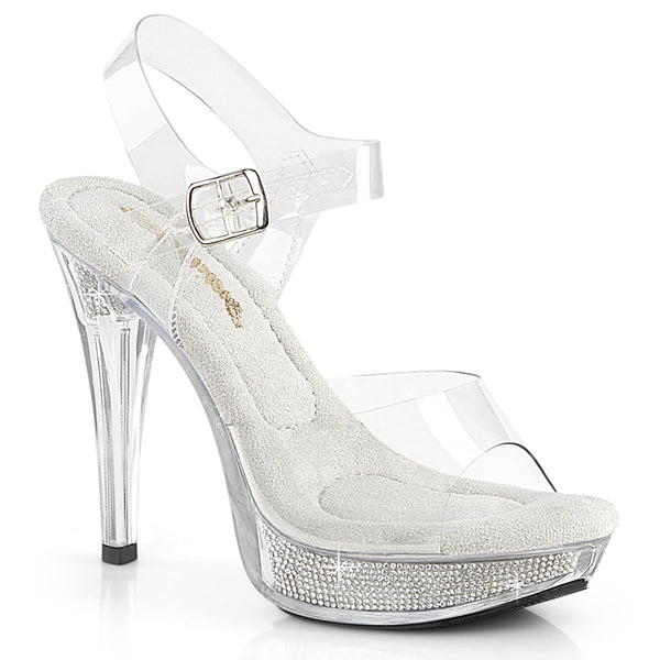 COCKTAIL-508SRSI Plateau Sandaletten Transparent Glitzer von Fabulicious