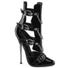 DAGGER-15 High Heel Stiefeletten/Sandaletten - Schwarz Lack von Devious