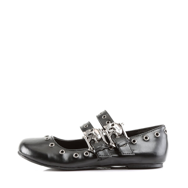 DAISY-03 Pantoletten Schuhe Schwarz mit Totenköpfen von DemoniaCult – Ansicht 3