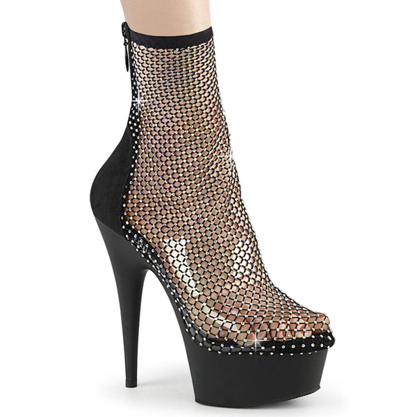 DELIGHT-1009 Plateaustiefelette Netz Schwarz von Pleaser