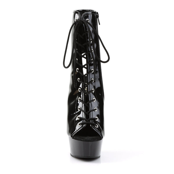 DELIGHT-1016 Plateau Stiefeletten Lack Schwarz von Pleaser – Ansicht 2