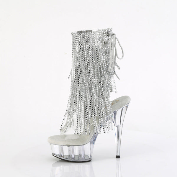 DELIGHT-1017RSF - Plateau Stiefeletten Peeptoe mit offener Verse - Silber von Pleaser – Ansicht 3