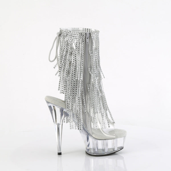DELIGHT-1017RSF - Plateau Stiefeletten Peeptoe mit offener Verse - Silber von Pleaser – Ansicht 5