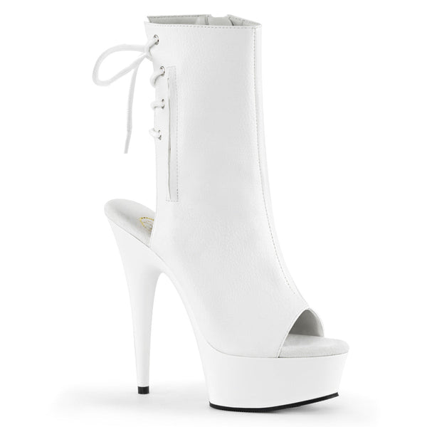 DELIGHT-1018 Plateau Stiefeletten Weiß Lack von Pleaser