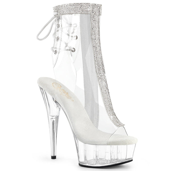 DELIGHT-1018C-2RS - Plateau Stiefeletten - Transparent mit Strass von Pleaser