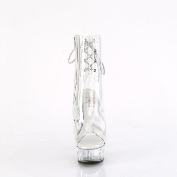 DELIGHT-1018C - Plateau High Heel Peeptoe Stiefeletten - Transparent von Pleaser – Ansicht 2