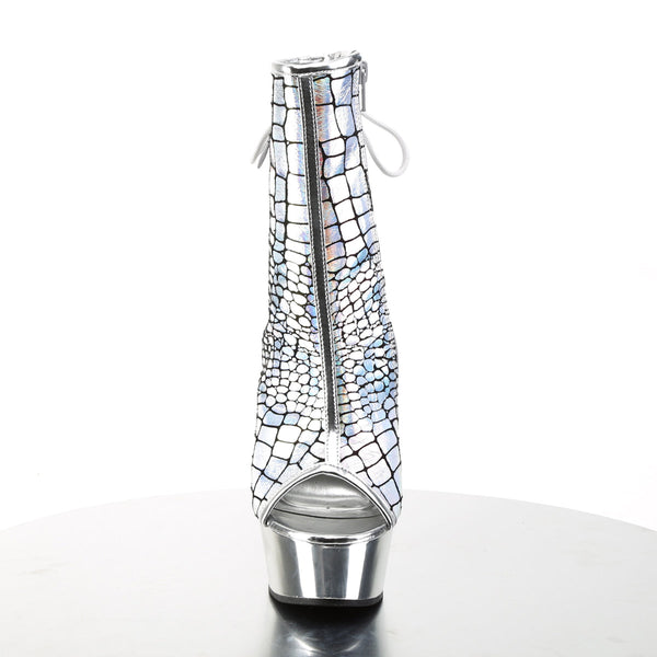 DELIGHT-1018HG Plateau Stiefeletten Silber von Pleaser – Ansicht 2