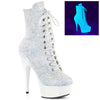 DELIGHT-1020LG - Plateau Stiefeletten - Weiß/Glitzer UV von Pleaser