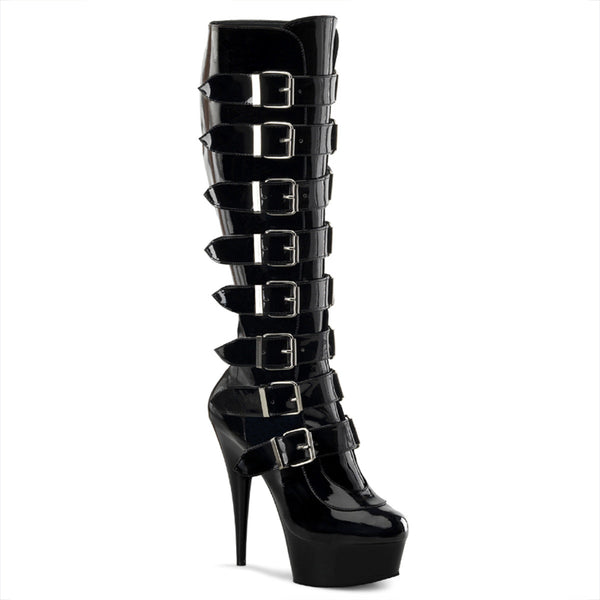 DELIGHT-2049 Plateau Stiefel Schwarz Lack von Pleaser