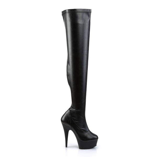 DELIGHT-3000 Plateau Overknee Stiefel Schwarz Matt von Pleaser