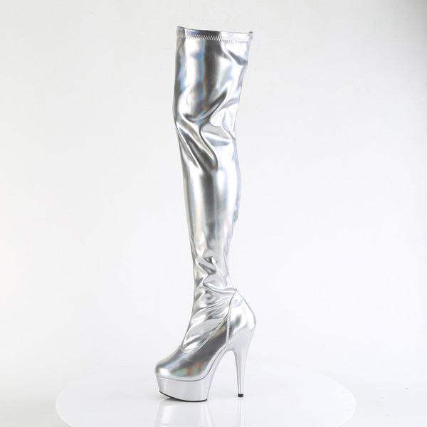 DELIGHT-3000HWR - Plateau Overknee Stiefel - Silber von Pleaser – Ansicht 3