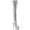 DELIGHT-3000HWR - Plateau Overknee Stiefel - Silber von Pleaser
