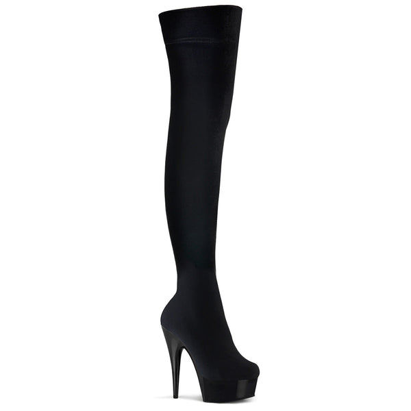 DELIGHT-3002 Plateau Overknee Stiefel Schwarz von Pleaser