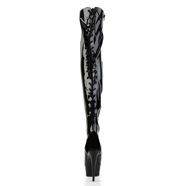 DELIGHT-3017 Plateau Overknee Stiefel Schwarz Lack von Pleaser – Ansicht 4