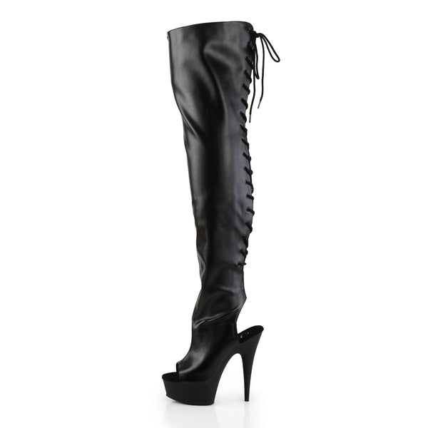 DELIGHT-3017 Plateau Overknee Stiefel Schwarz von Pleaser – Ansicht 3