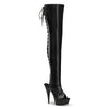 DELIGHT-3017 Plateau Overknee Stiefel Schwarz von Pleaser