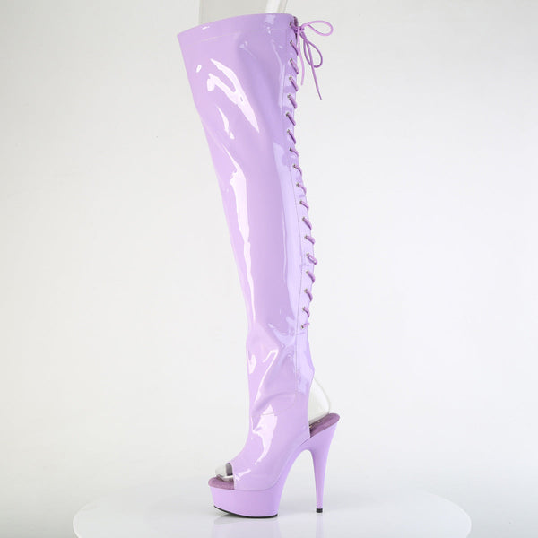 DELIGHT-3017 Plateau Overknee Stiefel Peeptoe Lila Lack von Pleaser – Ansicht 3