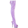 DELIGHT-3017 Plateau Overknee Stiefel Peeptoe Lila Lack | Pleaser