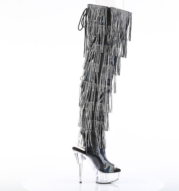 DELIGHT-3017HG-RSF Plateau Overknee Stiefel mit Strasssteinen - Schwarz von Pleaser – Ansicht 5