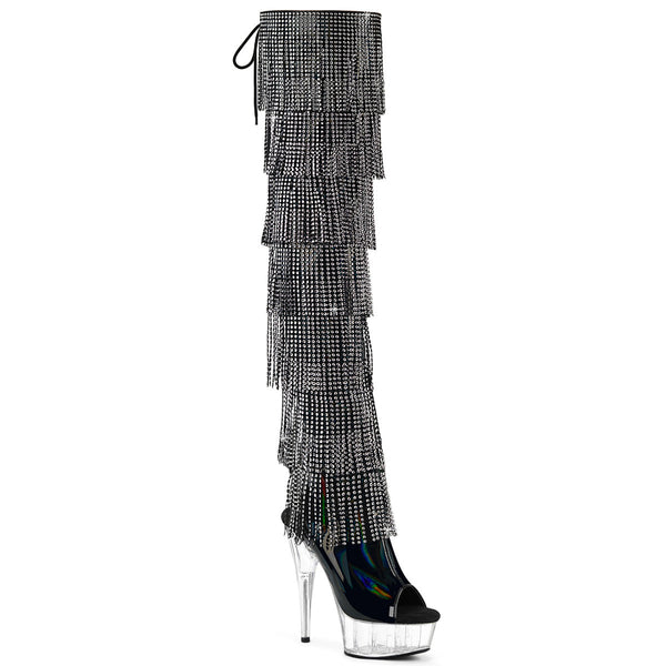 DELIGHT-3017HG-RSF Plateau Overknee Stiefel mit Strasssteinen - Schwarz von Pleaser