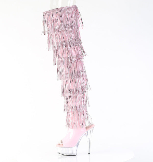 DELIGHT-3017HG-RSF Plateau Overknee Stiefel mit Strasssteinen - Rosa von Pleaser – Ansicht 3