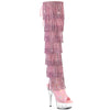 DELIGHT-3017HG-RSF Plateau Overknee Stiefel mit Strasssteinen - Rosa | Pleaser