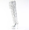 DELIGHT-3017HG-RSF Plateau Overknee Stiefel mit Strasssteinen - Silber von Pleaser – Ansicht 3
