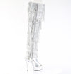 DELIGHT-3017HG-RSF Plateau Overknee Stiefel mit Strasssteinen - Silber von Pleaser – Ansicht 5