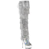 DELIGHT-3017HG-RSF Plateau Overknee Stiefel mit Strasssteinen - Silber von Pleaser