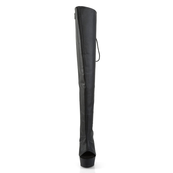 DELIGHT-3019 Overkneestiefel Plateauschuhe Schwarz von Pleaser – Ansicht 2