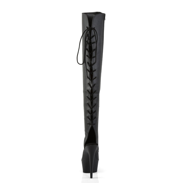 DELIGHT-3019 Overkneestiefel Plateauschuhe Schwarz von Pleaser – Ansicht 4