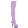 DELIGHT-3019 Plateau Overknee Stiefel Peeptoe Lila Matt von Pleaser