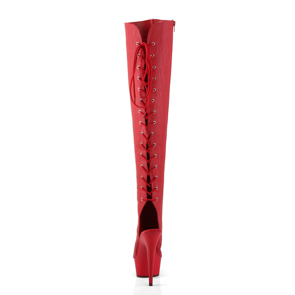 DELIGHT-3019 Overkneestiefel Plateauschuhe Rot von Pleaser – Ansicht 4