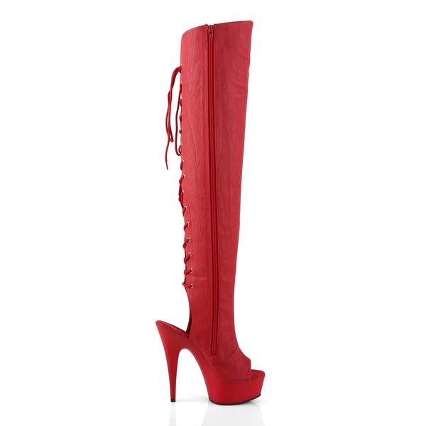 DELIGHT-3019 Overkneestiefel Plateauschuhe Rot von Pleaser – Ansicht 5