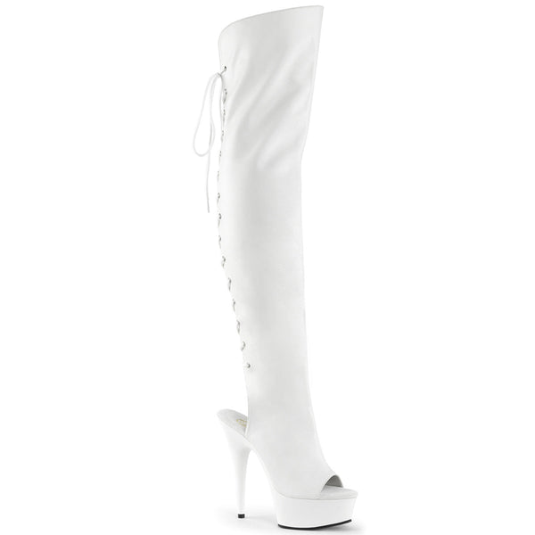 DELIGHT-3019 Plateau Overknee Stiefel Weiß von Pleaser