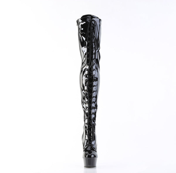 DELIGHT-3023 Plateau Overknee Stiefel Schwarz Lack von Pleaser – Ansicht 2