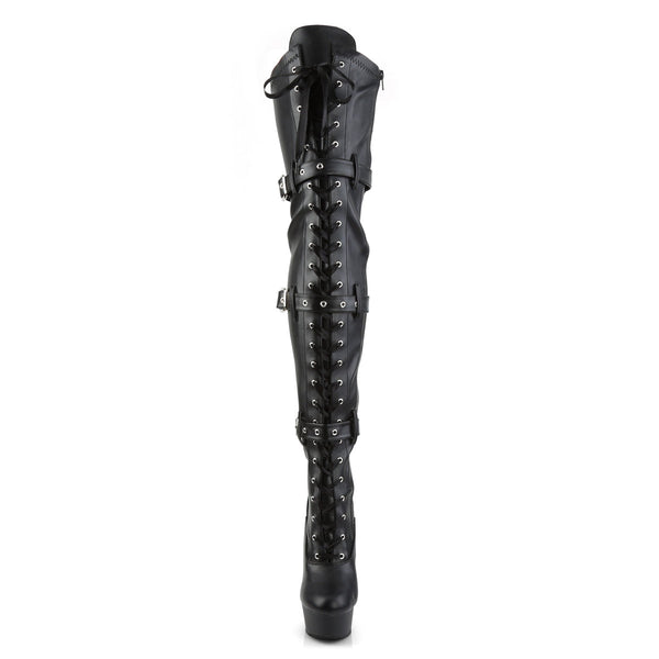 DELIGHT-3028 Plateau Overknee Stiefel Schwarz Matt von Pleaser – Ansicht 2